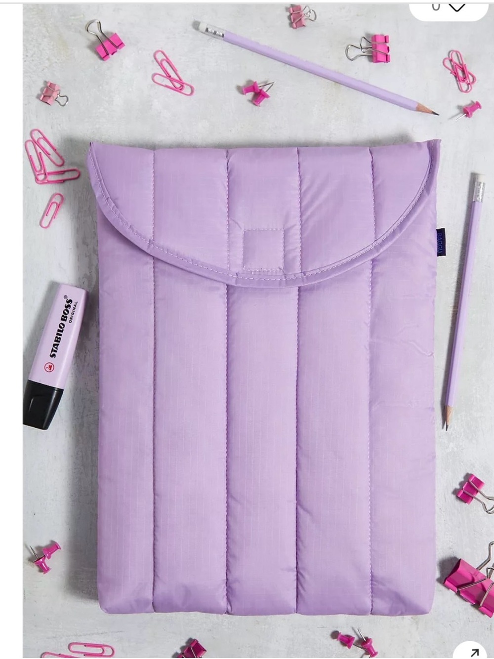 Baggu Puffy Laptop Sleeve 13” Dusty Lilac Quilted